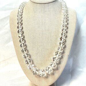 VTG Estate Cut Crystal Glass Faceted Beads Graduated Strand 5-12mm 20" Length